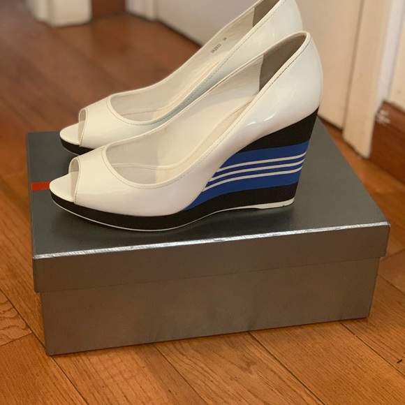 Prada White Wedge Sandal With Open Toes - Picture 3 of 8